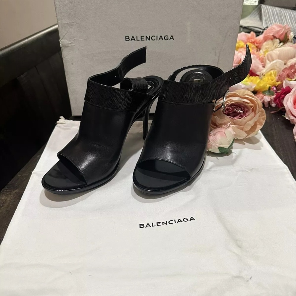 Balenciaga Women's Black Heeled Sandals